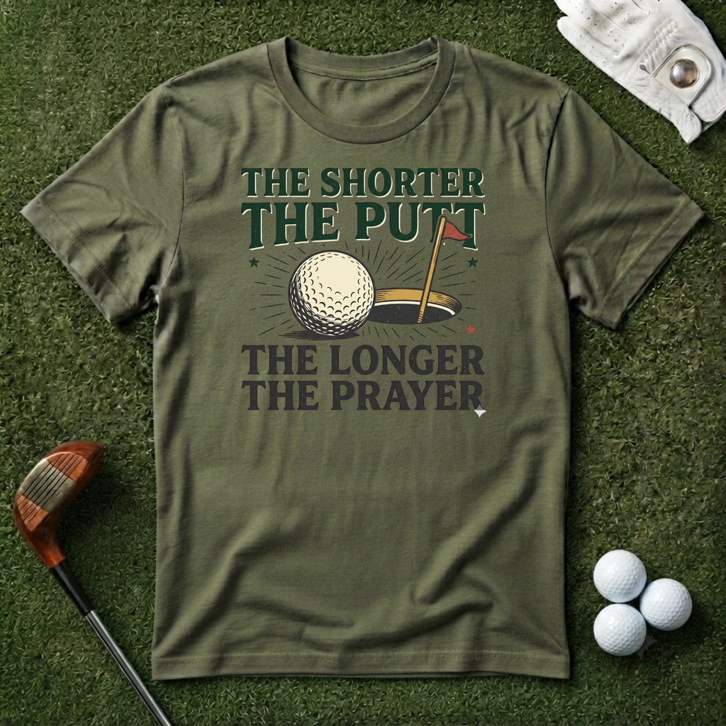 The Shorter the Putt the Longer the Prayer T-shirt